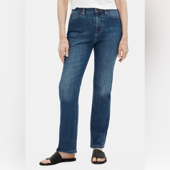 Eileen Fisher Dark Wash Straight Leg Cotton Organic Casual Jeans. Size: 4 - Picture 1 of 13
